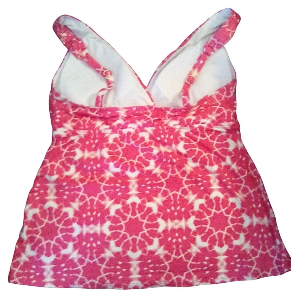 24th & Ocean Pink White Geometric Medallion Tankini Swim Top Womens Large - Picture 6 of 6